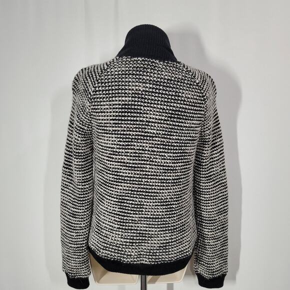 L'Agence Zip-up Wool Knit Black and White Sweater Small - Picture 3 of 8